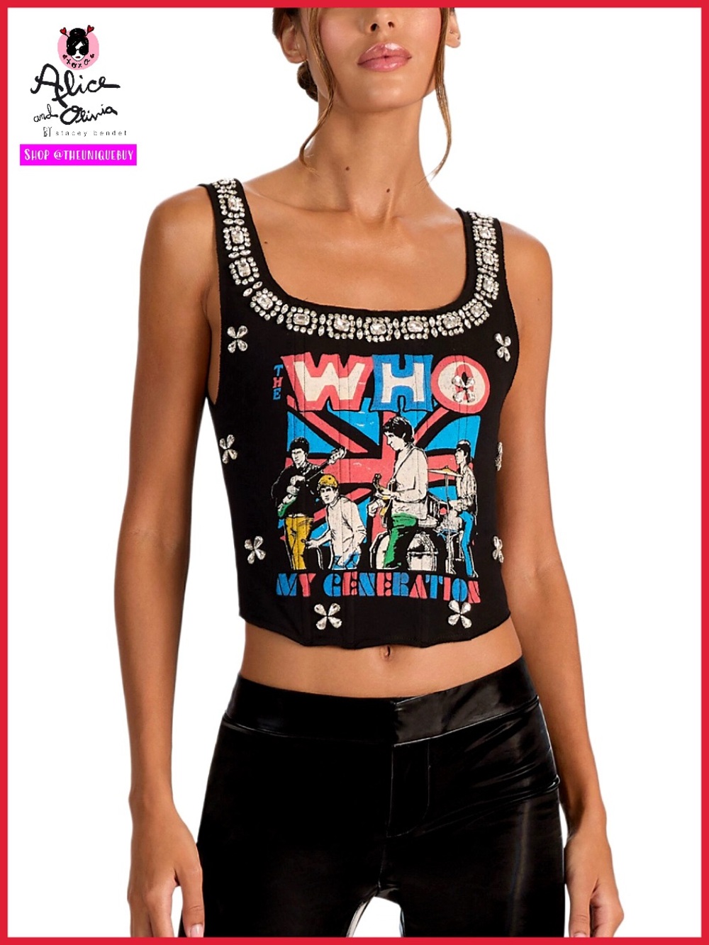 Alice + Olivia Breslin Band Tee Corset Tank Top